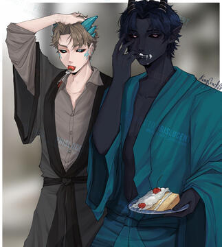 artist: dub3_ | original reference: @IDdosak | Thanh is either wearing tall ass shoes or is standing on the elevated floor