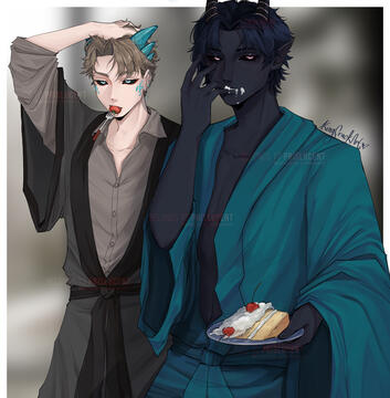 artist: dub3_ | original reference: @IDdosak | Keo is either wearing tall ass shoes or is standing on the elevated floor